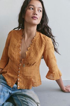Free People Salone Eyelet Top