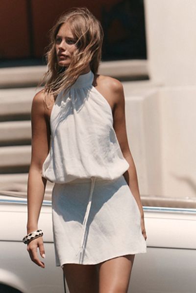 Free People Sandshell Linen Drea Mini Dress