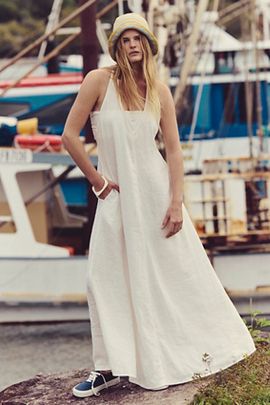 Free People Sandshell Linen Easy Does It Maxi Dress
