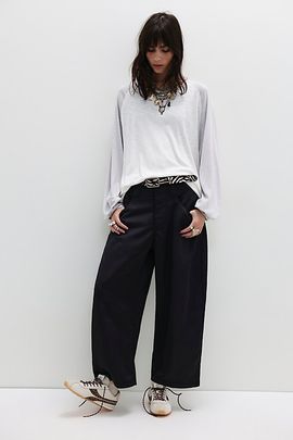 Free People Satin Boyfriend Trousers