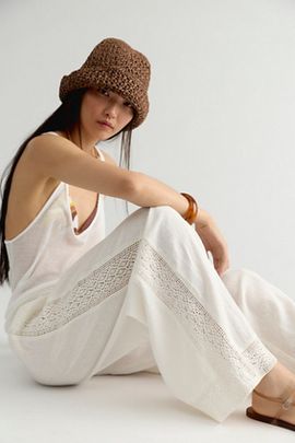 Free People Seaside Cotton-Linen Lace Pants