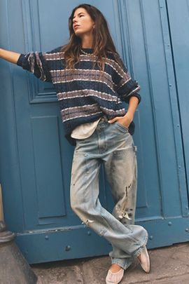 Free People Sheer Luck Striped Pullover