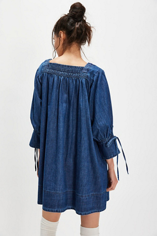 white christmas dresses Get Together Medium Light Denim Babydoll Dress – Shop the Mint main image 0