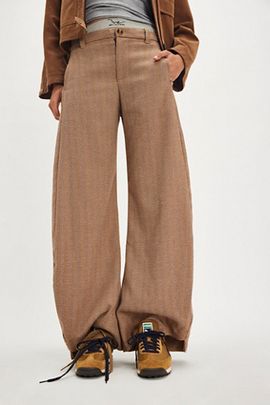 Free People Spotlight Herringbone Barrel Trousers