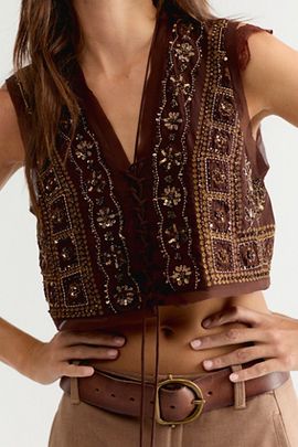 Free People Sun Kissed Embellished Vest
