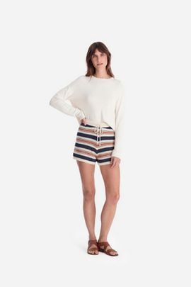 Free People Sunday Citizen Notte Stripe Cloud Crochet Shorts
