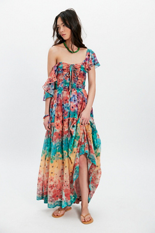 indo western maxi dresses Black Floral Indo-Western Ruffle Gown with Printed Draped Detailing