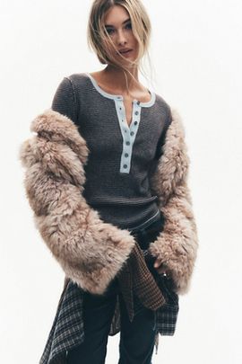 Free People Supernova Cropped Faux Fur Jacket