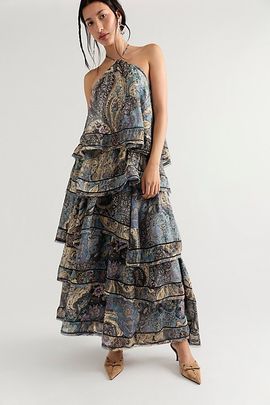 Free People Trapeze Cotton Silk Maxi Skirt Set