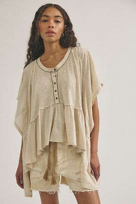 Free People We The Free Daisy Chain Cotton-Linen Henley