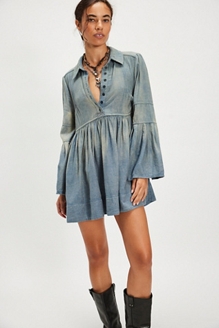 sachin and babi light blue dress Free People Dream On Denim Mini Dress in Indigo Blue main image 1
