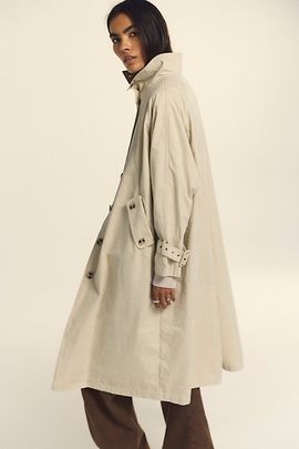 Free People We The Free Drop Down Washed Funnel-Neck Trench