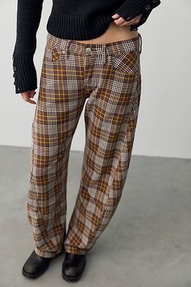 Free People We The Free Fable Plaid Low-Rise Twisted Bowed Pants