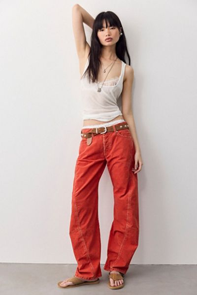 Free People We The Free Fable Washed Cord Low-Rise Twisted Bowed Jeans