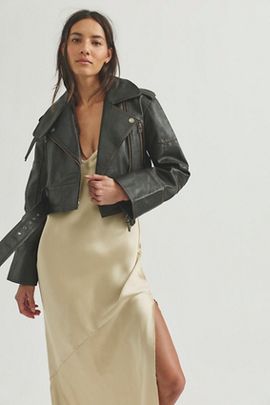 Free People We The Free Kiko Cropped Moto Leather Jacket