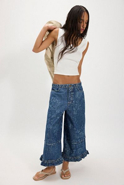 Free People We The Free Love Me Not Printed Bloomer Jeans