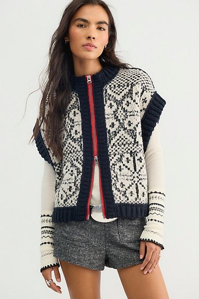 Free People We The Free Nordic Craft Wool-Blend Vest