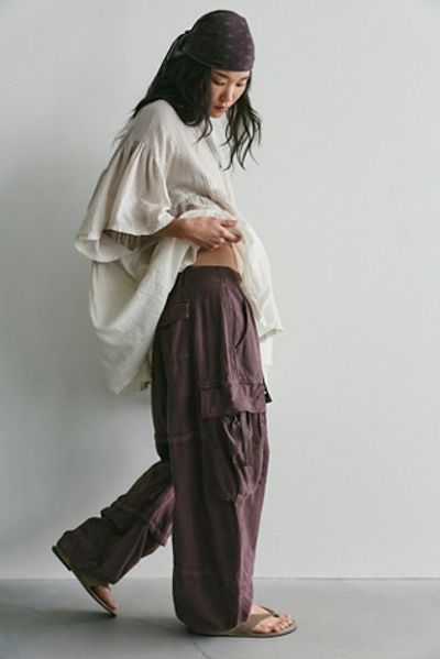 Free People We The Free Reef Curved Linen Cargo Pants