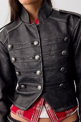 Free People We The Free Ryland Vegan Leather Band Jacket