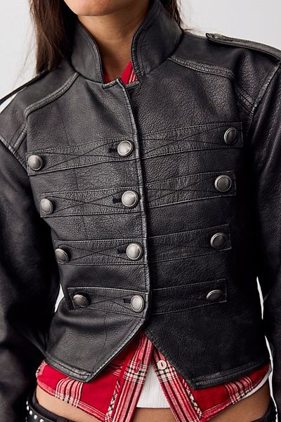 Free People We The Free Ryland Vegan Leather Band Jacket