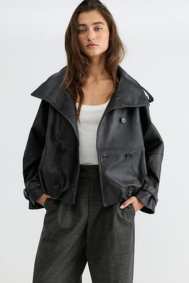 Free People We The Free Stratus Vegan Leather Funnel-Neck Jacket