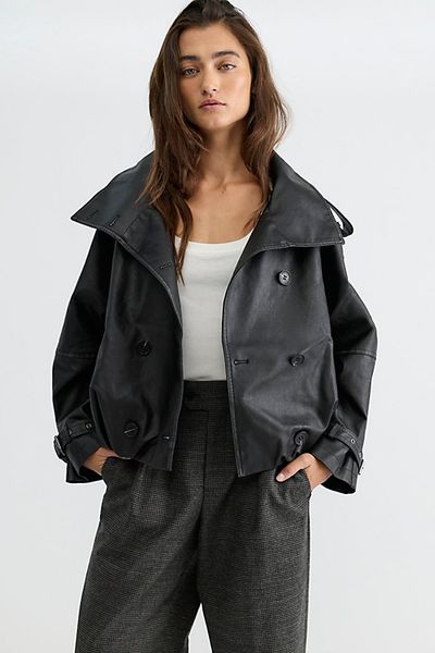 Free People We The Free Stratus Vegan Leather Funnel-Neck Jacket
