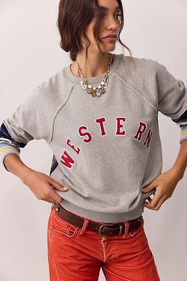 Free People We The Free Western Craft Crew Neck Pullover
