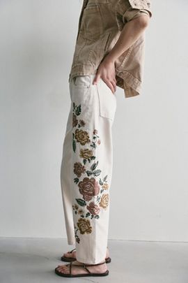 Free People We The Free Willow Cross Stitch Embroidered Jeans