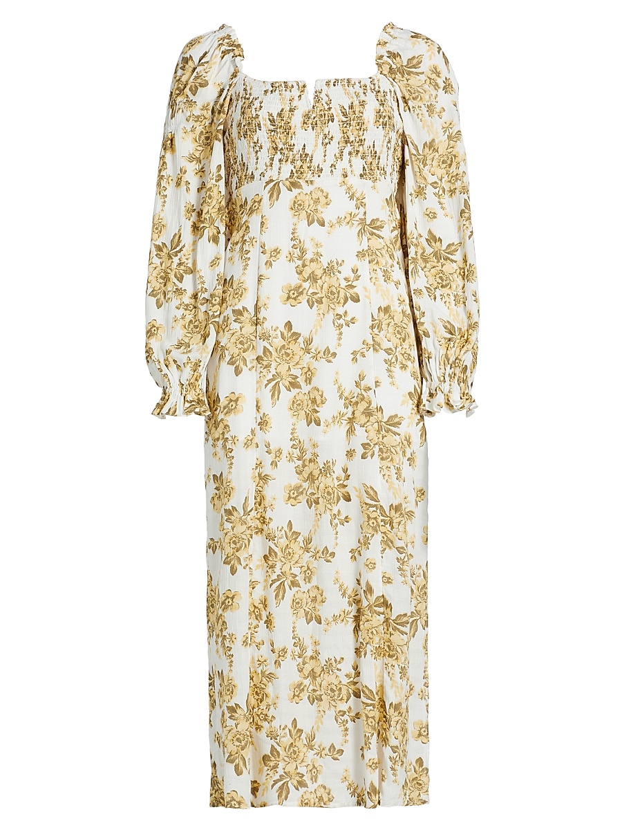 knee length dresses for ladies FREE PEOPLE Floral JAYMES Midi Dress – Silver Accents main image 0