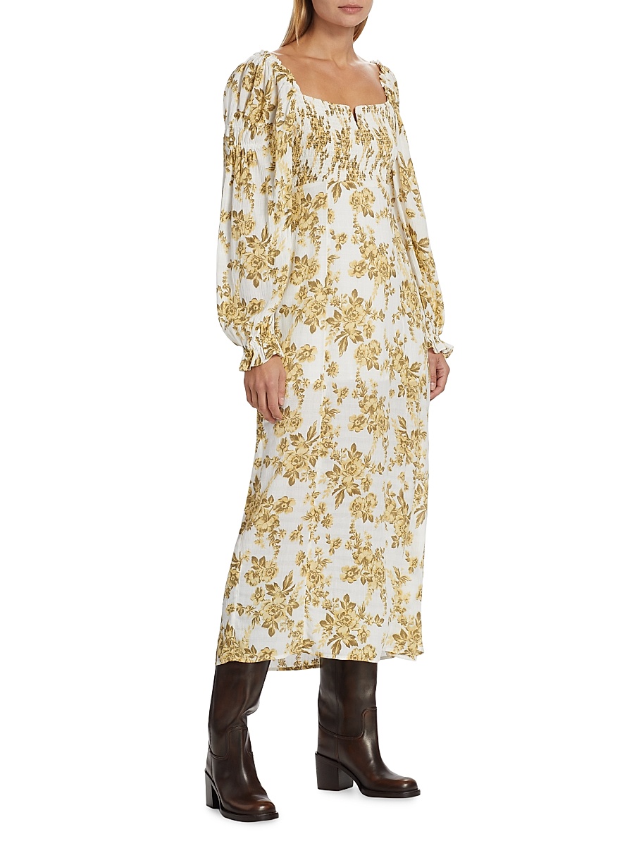 Free People - Women's Jaymes Smocked Floral Midi-Dress