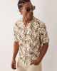 Free Society Free Society abstract print short sleeve beach shirt in beige-Neutral - 4
