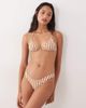 Free Society Free Society high leg bikini bottom in toffee stripe-Brown - 4