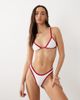 Free Society Free Society high leg bikini bottom with red contrast trim in white - 2
