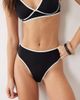 Free Society Free Society high rise bikini bottom with contrast trim in black & white-pink - 2