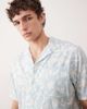 Free Society Free Society leaf print short sleeve beach shirt in vintage blue - 3