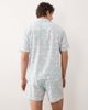 Free Society Free Society leaf print short sleeve beach shirt in vintage blue - 4