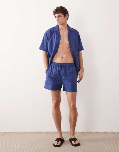 Free Society Free Society linen blend shorts in faded denim-Blue
