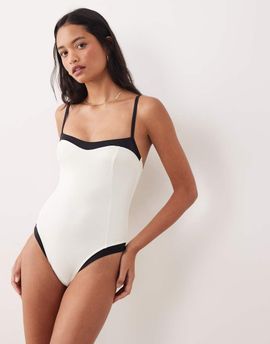 Free Society Free Society monochrome swimsuit in white