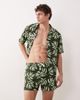 Free Society Free Society palm print swim shorts in khaki green - 1