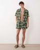 Free Society Free Society palm print swim shorts in khaki green - 2