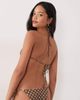 Free Society Free Society polka dot triangle bikini top in brown - 4