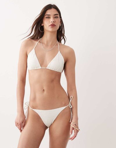 Free Society Free Society ruffle triangle bikini top in white
