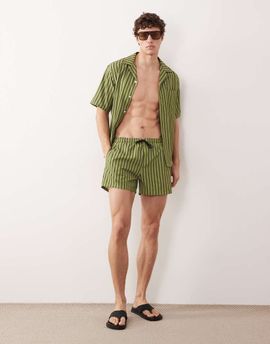 Free Society Free Society swim shorts in green stripes