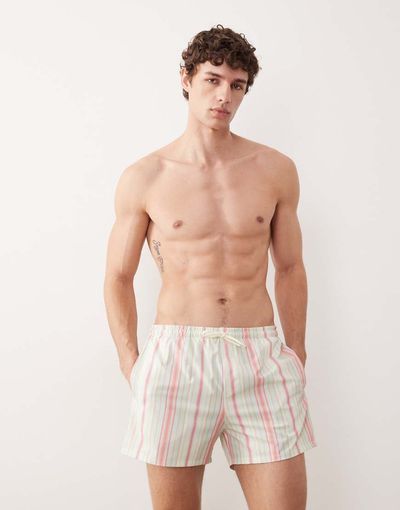 Free Society Free Society swim shorts in mint stripes-Green