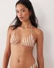 Free Society Free Society triangle bikini top in toffee stripe-Brown - 1