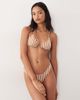 Free Society Free Society triangle bikini top in toffee stripe-Brown - 2