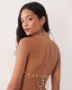 Free Society Free Society triangle bikini top in toffee stripe-Brown - 3