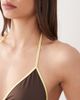 Free Society Free Society triangle bikini top with contrast trim in brown - 2