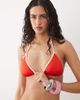 Free Society Free Society triangle bikini top with contrast trim in pink - 1