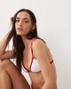 Free Society Free Society triangle bikini top with red contrast trim in white - 4